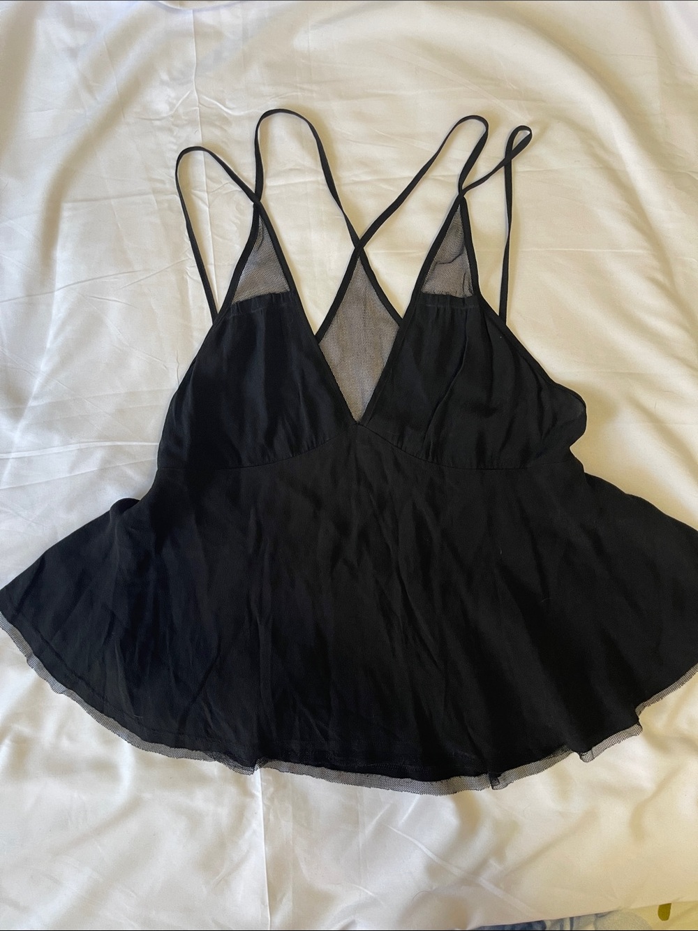 Black Strappy V-Neck Flowy Camisole Top